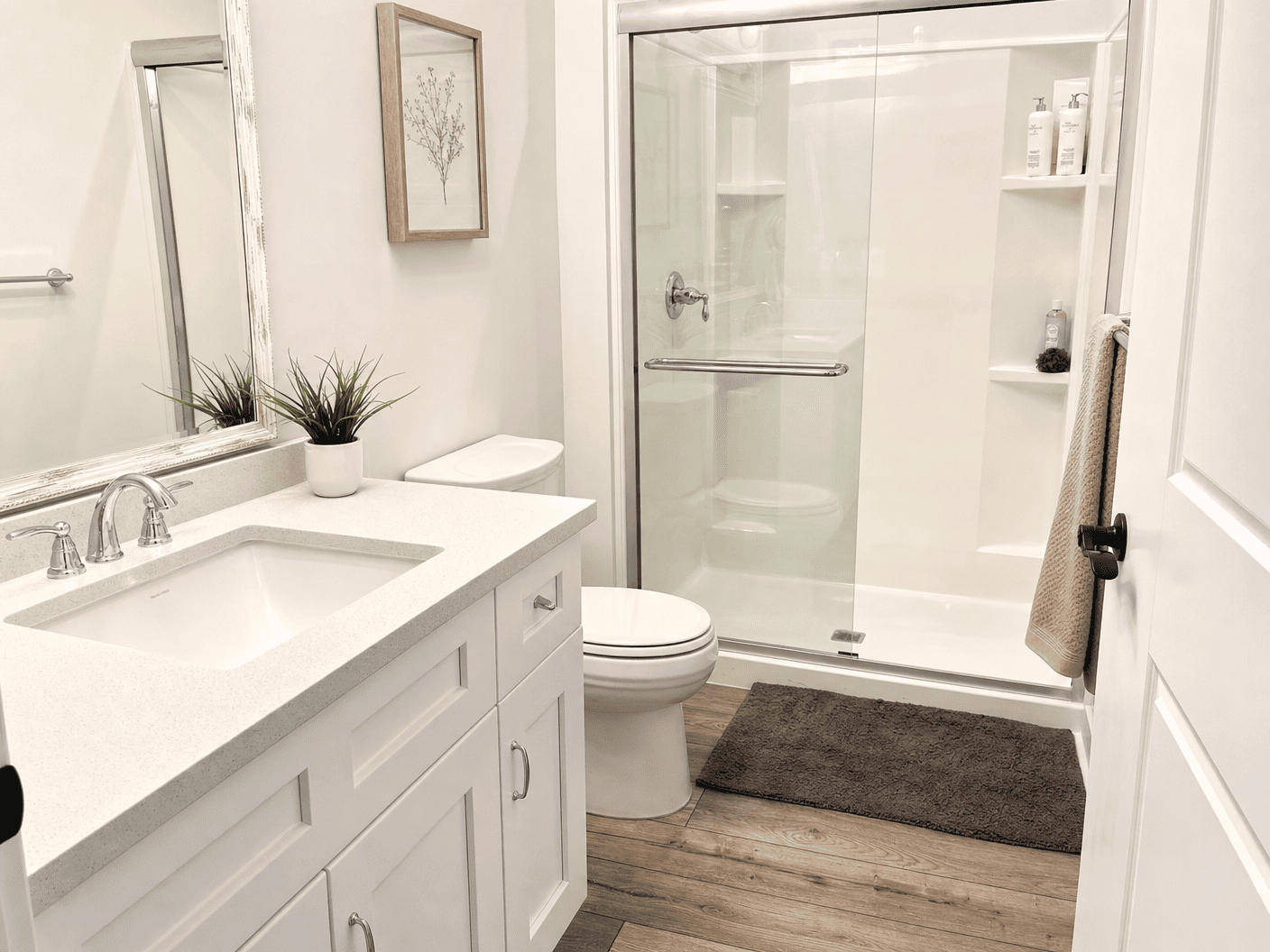 Clean and bright residential bathroom